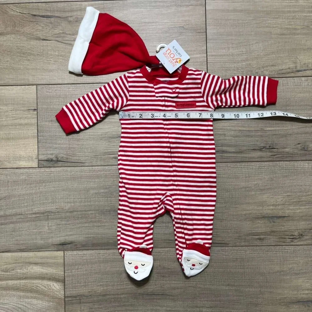 Carters Just One‎ You My First Christmas Striped Onesie With Santa Hat Size NB